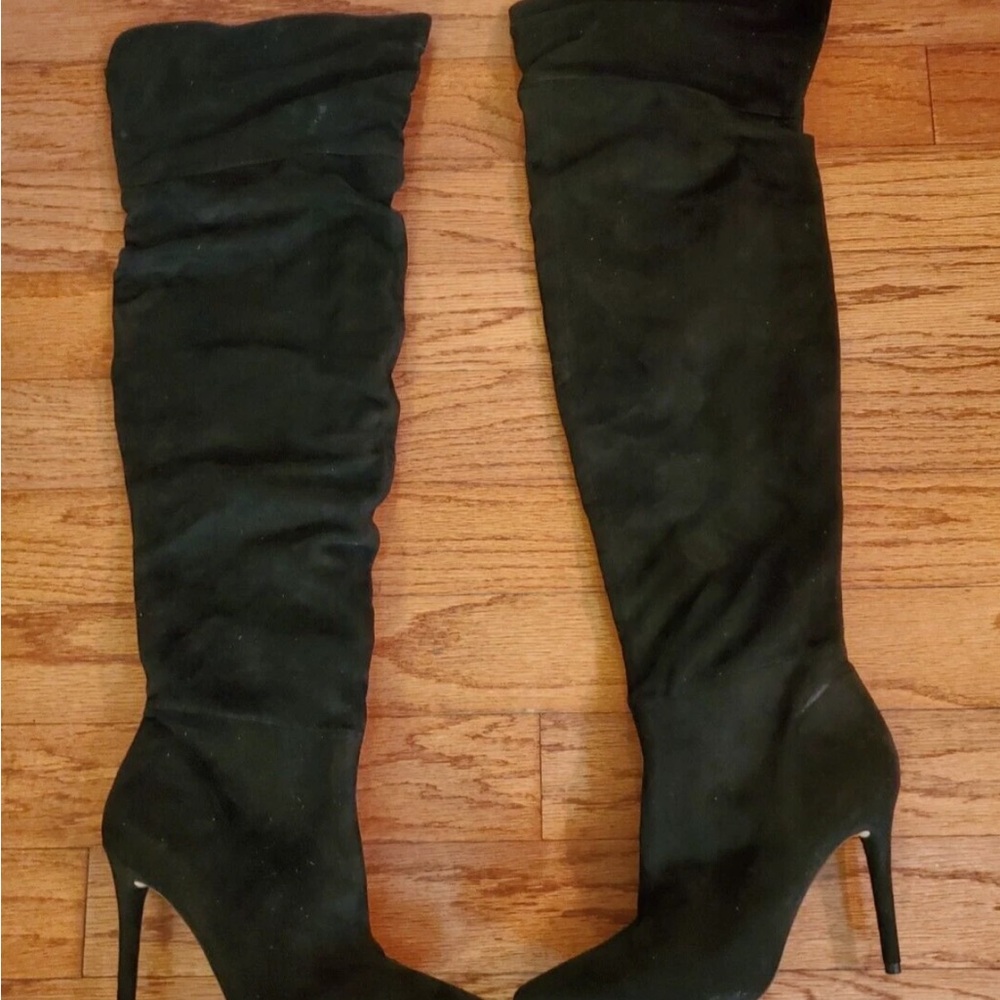 Jessica Simpson lory Black over the Knee-High heeled Stiletto Boots suede sz 6